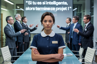 La concierge a été interpellée par sept ingénieurs de génie. « Si tu es si intelligente, alors termine ce projet », lui ont-ils lancé ouvertement en riant